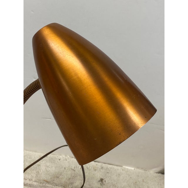 1950s Vintage 1950's Double Gooseneck Brushed Copper Desk Lamp For Sale - Image 5 of 18