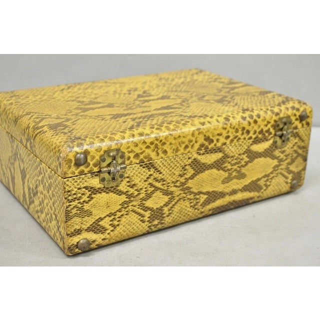 Vintage Mid Century Modern Faux Python Snakeskin Travel Toiletry Case Suitcase For Sale - Image 15 of 16