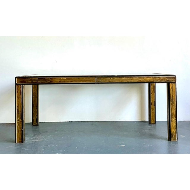 Vintage Acid Etched Brass and Glass Dining Table After Bernhard Rohne For Sale - Image 13 of 14