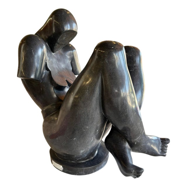 Large Black Marble Cubist Sculpture Nude Woman For Sale