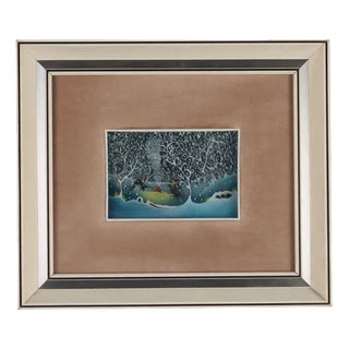 Mario Previ, Naive Scene, Oil on Glass, Framed For Sale
