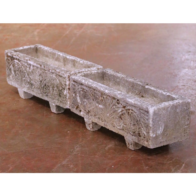 Stone Pair of Early 20th C. French Neoclassical Stone Garden Planters For Sale - Image 7 of 9