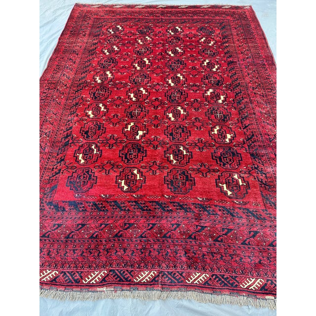 Red Tekke Bokhara Hand-Knotted Wool Rug - 6'10" X 9'8" For Sale - Image 4 of 12