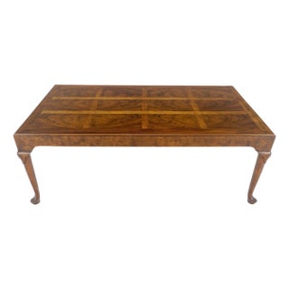 Baker Vivid Pattern Walnut Top Burl Queen An Style Caved Legs Coffee Table For Sale