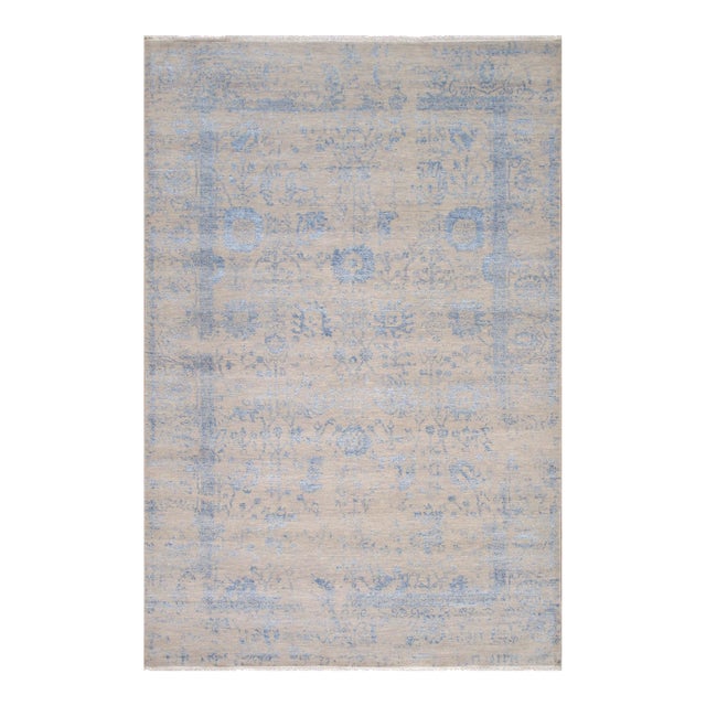 Pasargad Home Transitional Silver Area Rug, 6' 1'' X 9' 1'' For Sale