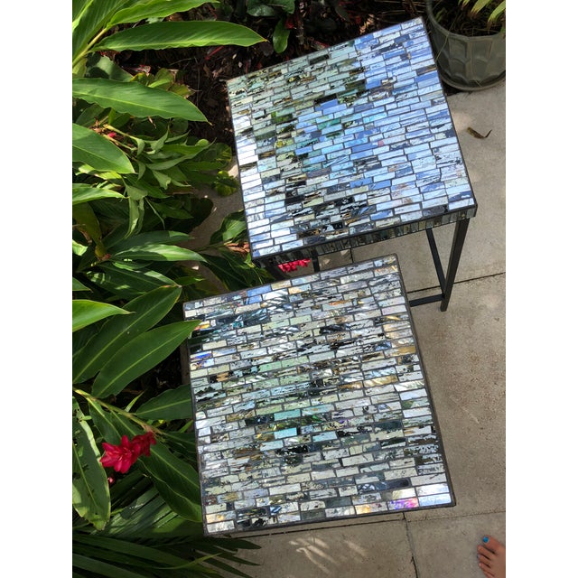Contemporary Glass Mosaic End Tables a Pair Chairish