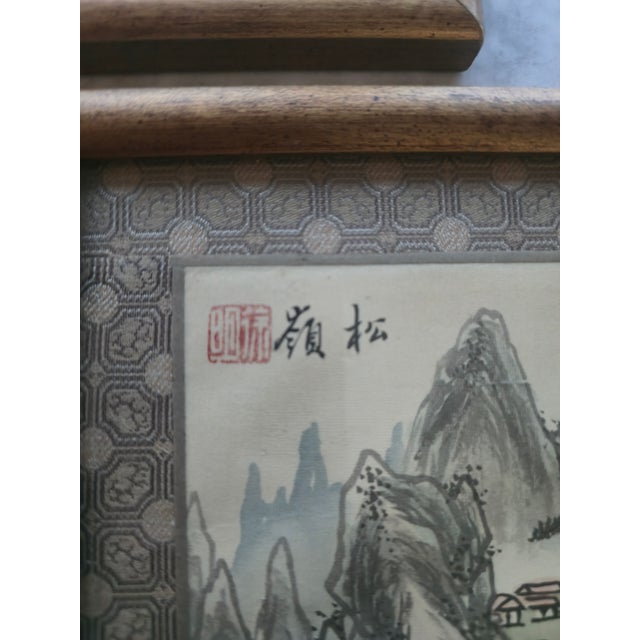 Set of Three Framed Asian Watercolors on Silk, Mid-20th Century For Sale In Washington DC - Image 6 of 9