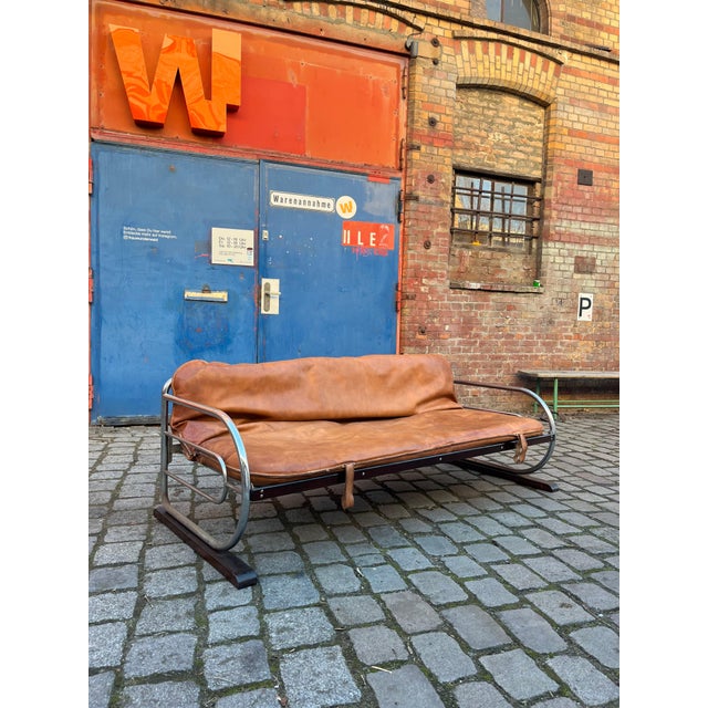 Sled Sofa in Genuine Leather with Chrome Finish by Hynek Gottwald For Sale - Image 11 of 11