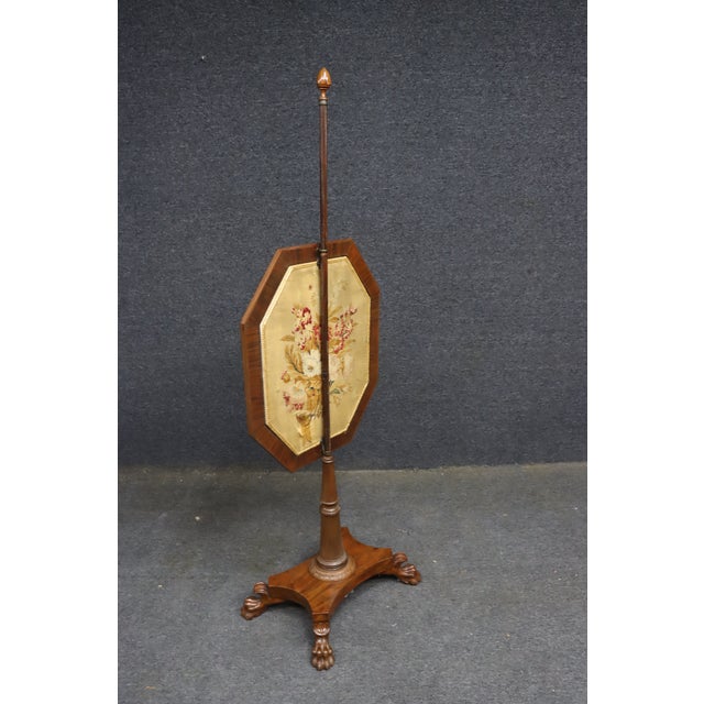 Empire Mahogany Firescreen With Crewelwork Tapestry Panel For Sale - Image 15 of 18