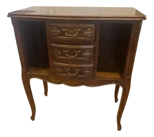 Antique Style Medium -Brown French Provincial Table Night Stand