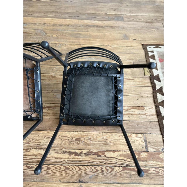 1960s Vintage Mid-Century Modern Metal and Leather Dining Chairs For Sale - Image 10 of 10