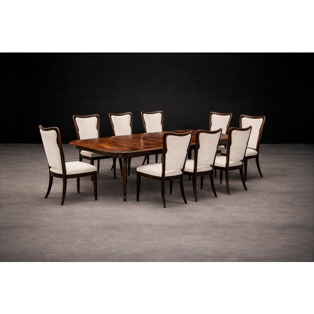 White Set of Eight Dining Chairs in Solid Rosewood & Upholstered Fabric by Giuseppe Scapinelli, Brazilian Modern, 1950s For Sale - Image 8 of 15