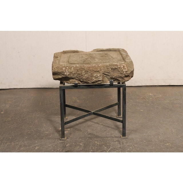 19th C. Spanish Stone Trough Top Side Table For Sale - Image 4 of 11