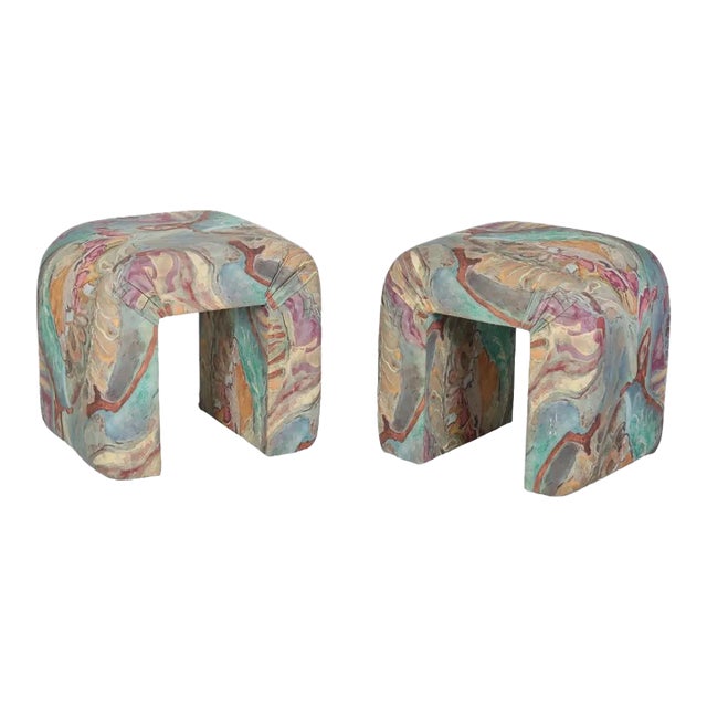 1980's Karl Springer-Style Waterfall Benches- a Pair For Sale