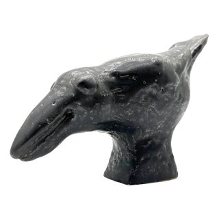 Vintage Ceramic Black Bird Sculpture by Ueli Schmutz, 1970s For Sale