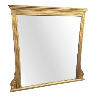 Large 19th Century Antique English Gilt Ribbed Framed Overmantle Mirror For Sale