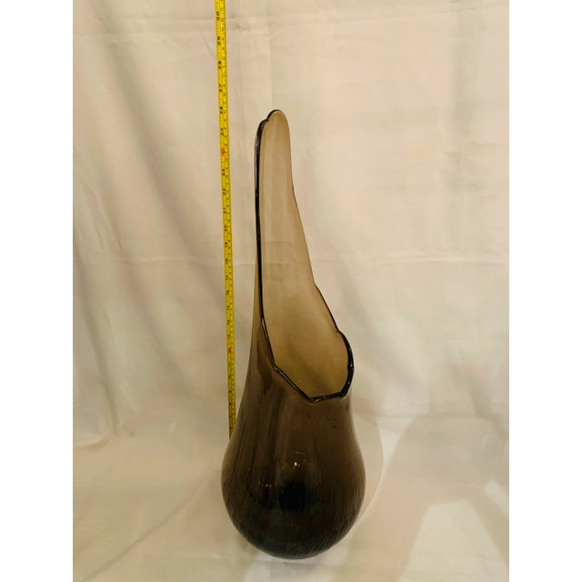Vintage Fayette-Style Oversized “Gourd Art” Glass Vase in a Smokey Quartz Color For Sale - Image 10 of 12