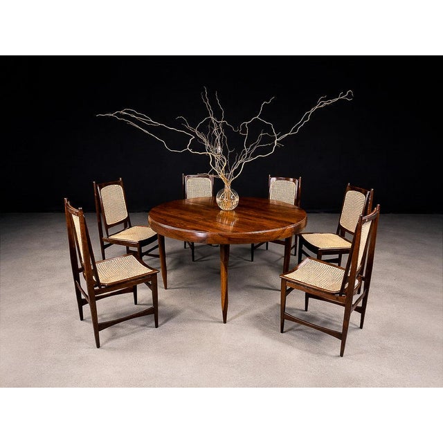 This refined extendable dining table, designed by Jorge Jabour in the 1950s, is a distinguished example of Brazilian mid-...