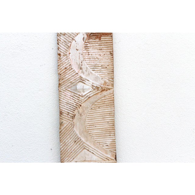 Early 20th Century Antique African Igbo Carved Painted White Panel For Sale - Image 5 of 7