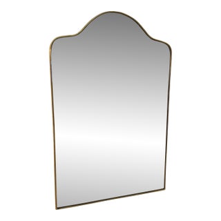 Mid-Century Italian Wall Mirror With Brass Frame, Italy 1960s For Sale