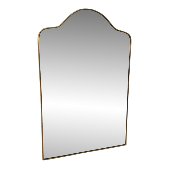 Mid-Century Italian Wall Mirror With Brass Frame, Italy 1960s For Sale