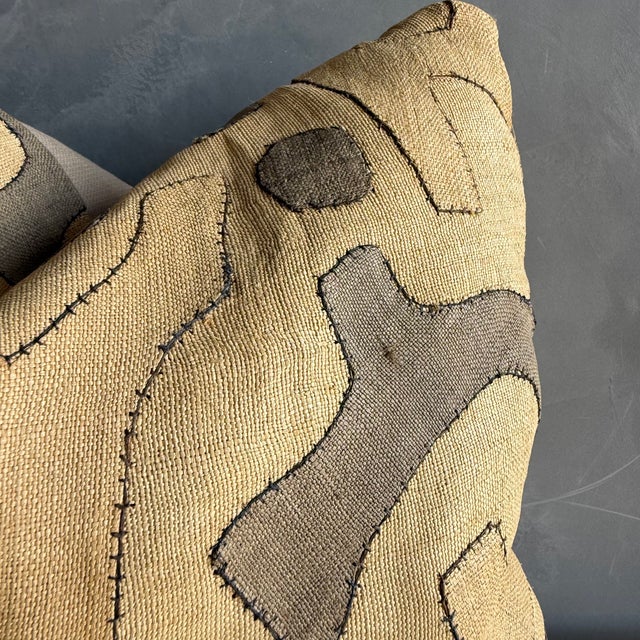 African Vintage African Mali Cloth Textile Pillow With Down Insert For Sale - Image 3 of 6