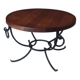 Rustic Oak and Wrought Iron Coffee Table, Belgium, 1950s For Sale