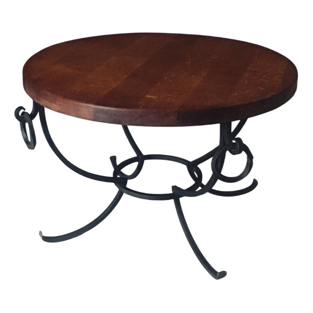 Rustic Oak and Wrought Iron Coffee Table, Belgium, 1950s For Sale