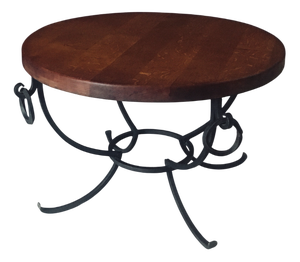 Rustic Oak and Wrought Iron Coffee Table, Belgium, 1950s