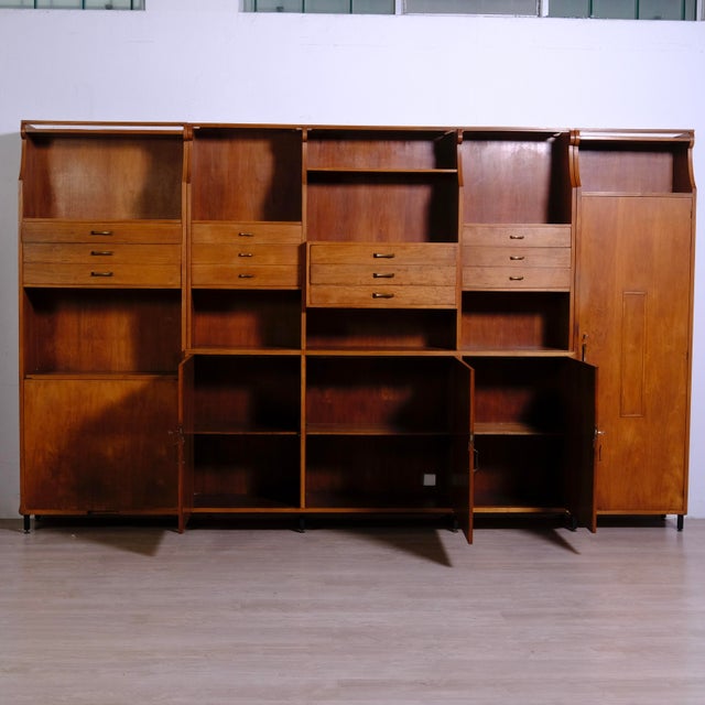 Vintage Wall Bookcase Equipped in Wood, 1960s For Sale - Image 5 of 18