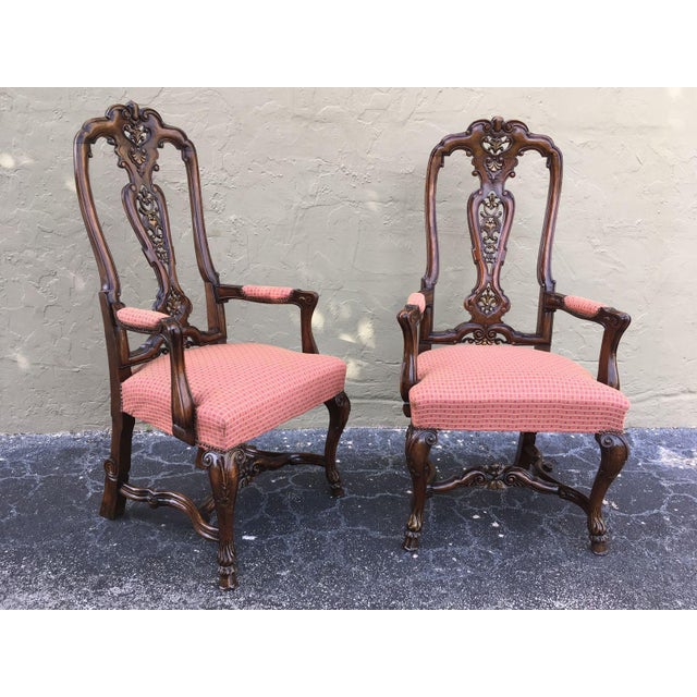Burl Walnut Queen Anne Style Armchairs, Circa 1940 - a Pair For Sale - Image 4 of 12