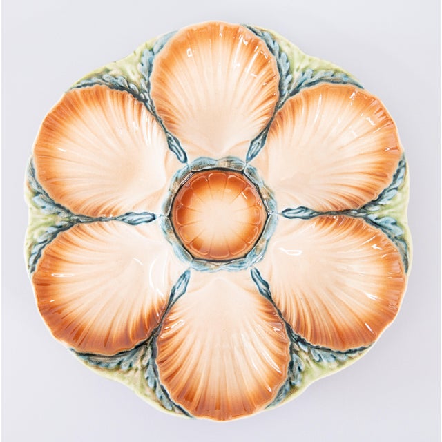Ceramic Antique French Sarreguemines Majolica Oyster Plate, Circa 1870 For Sale - Image 7 of 7