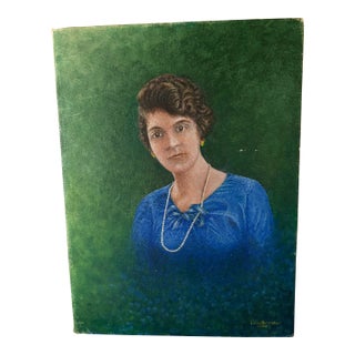 1968 Signed 9x12 Portrait Painting of Woman – Oil on Canvas Board (Luigi Altobelli) For Sale