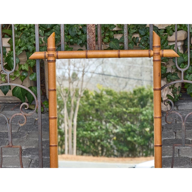 Faux Bamboo Walnut Mirror with Original Glass, French circa 1900 For Sale In Atlanta - Image 6 of 12
