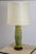 Elegant Mayan inspired ceramic lamp with original shade. Overall lamp dimensions (listed): 33 in. tall x 16 in. diameter....