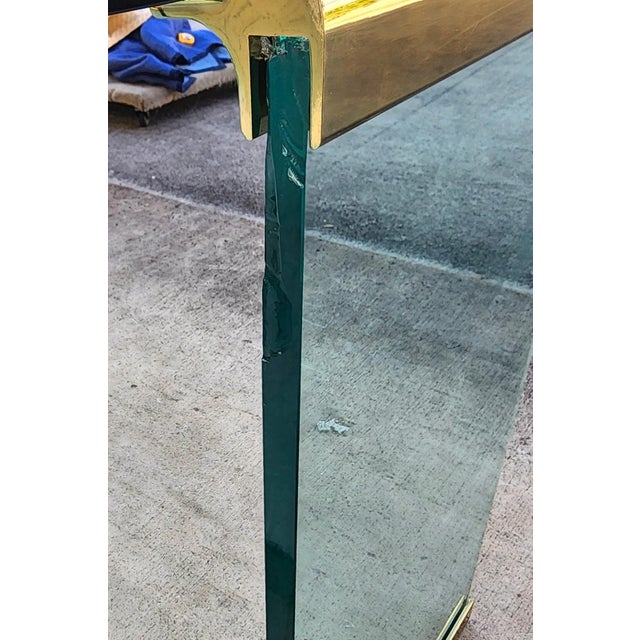 Dm 1970s Vintage Leon Rosen for Pace Glass and Brass Desk For Sale - Image 12 of 12