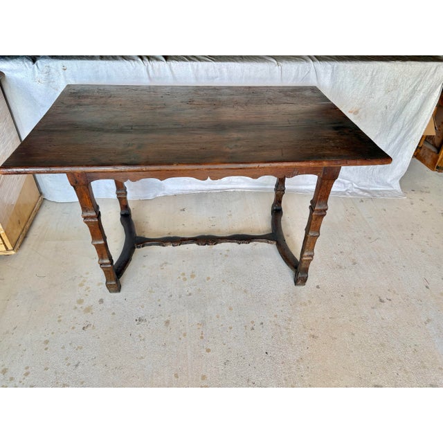 Wood Late 19th Century French Pine Trestle Side Table For Sale - Image 7 of 13