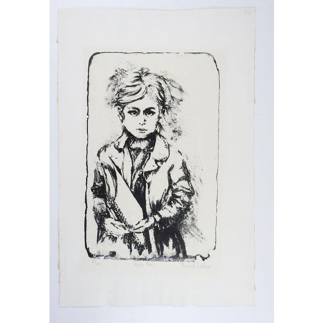 Portraiture Late 20th Century Lithograph of Young Girl For Sale - Image 3 of 4