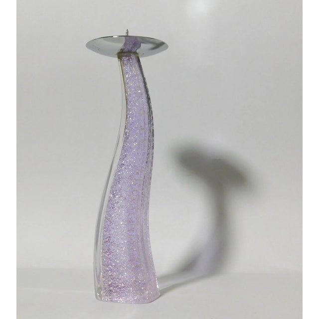 Italian 1980s Purple Murano Glass Candlestick For Sale - Image 3 of 6