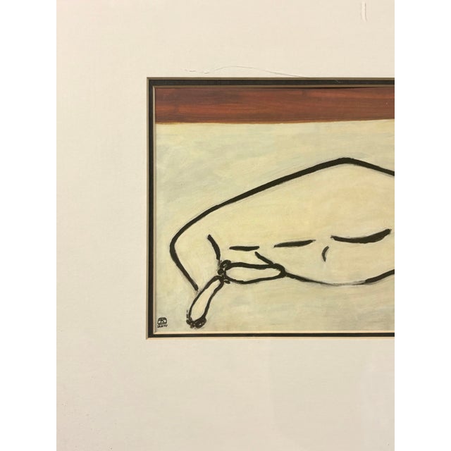 Mid-Century Modern Mid 20th Century Sanyu (Chang Yu) Style Reclining Nude – Framed Modernist Print For Sale - Image 3 of 12