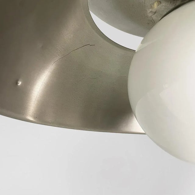 Italian Modern Metal and Opaline Glass Pendant by Vico Magistretti for Artemide, 1970s For Sale - Image 9 of 18