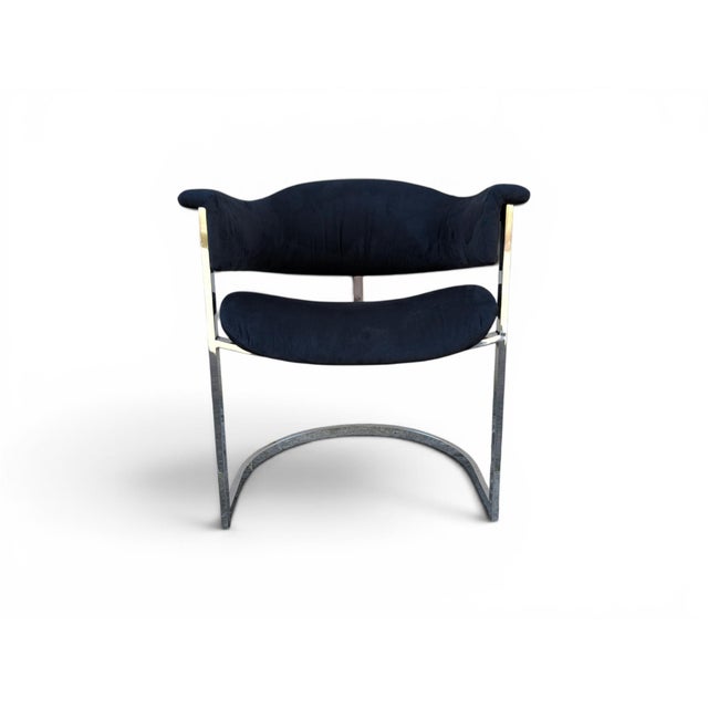 Dining Chairs in Steel and Black Velvet, 1970s, Set of 6 For Sale - Image 6 of 18