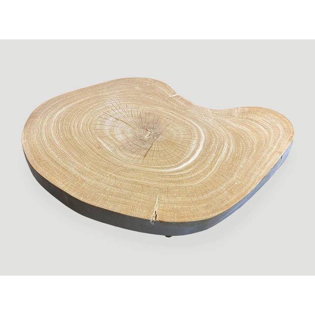 2010s Andrianna Shamaris Amorphous Single Slab Teak Mid-Century Modern Coffee Table For Sale - Image 5 of 18