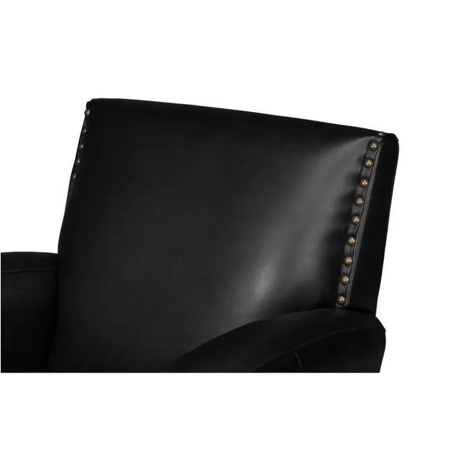 Contemporary Black Leather Swivel Armchair For Sale - Image 9 of 11