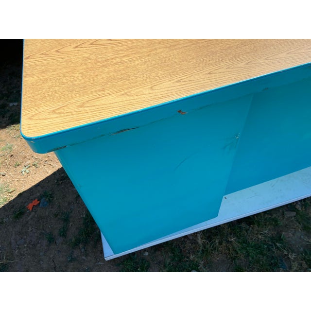 Metal Allsteel Vintage Mid Century Modern Metal Tanker Desk For Sale - Image 7 of 12