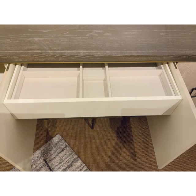 Wood Modern Gray and Cream Shagreen Four Door Credenza For Sale - Image 7 of 8