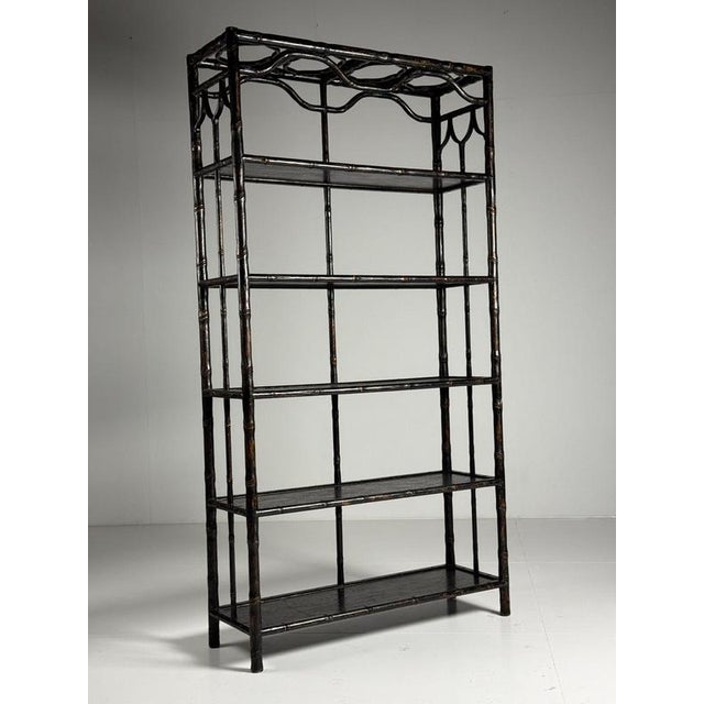 Black Bookcase in Faux Bamboo For Sale - Image 3 of 18