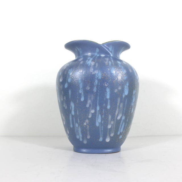 Mid 20th Century Mid-Century Modern Blue Gold Yellow Drip Glaze Ceramic Vase, W. Germany Design 482-17 For Sale - Image 5 of 10