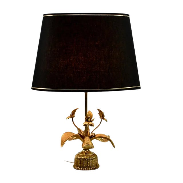 Mid-Century Brass Fleur de Lis Table Lamp, 1960s For Sale
