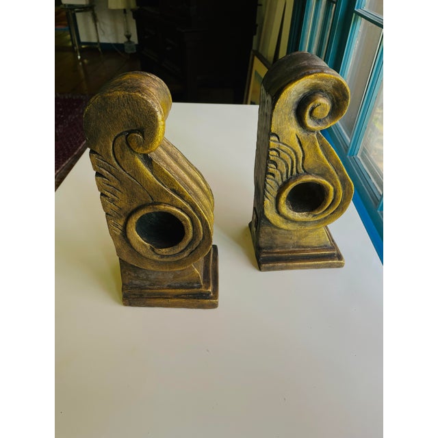 1990's Resin Gold Curtain Corbels Rod Swag Scarf Holders Set of 2 Chairish